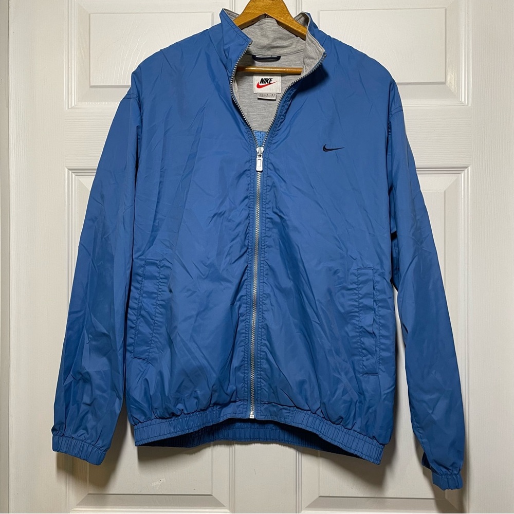Vintage 90s Nike Mens Large Windbreaker Jacket Full Zip Blue